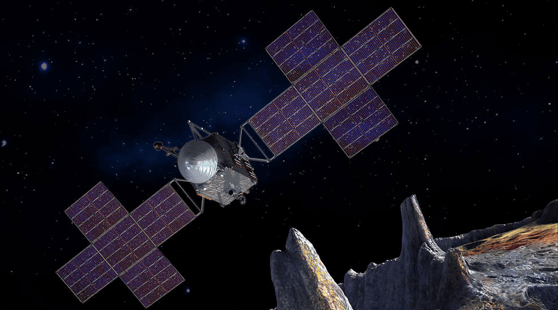 Illustration of Psyche Spacecraft with Five-Panel Array Credits: NASA/JPL-Caltech/Arizona State Univ./Space Systems Loral/Peter Rubin