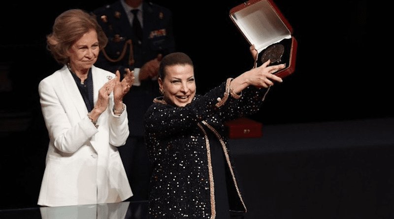 Huda Alkhamis-Kanoo received the award from Queen Sofia of Spain at the school’s academic closing ceremony in Madrid. (Instagram)