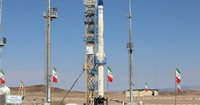 Iranian satellite carrier, christened Zoljenah, prepares for launch. Photo Credit: Tasnim News Agency