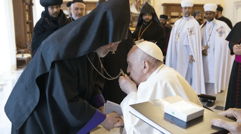 Pope Francis meets with a delegation of priests and monks from Oriental Orthodox Churches. Photo Credit: Vatican Media