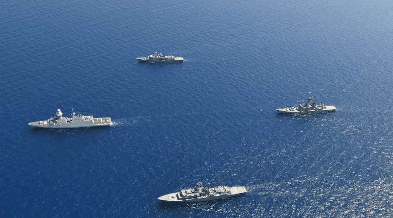 Italian Navy ITS Margottini (SNMG2 flagship) and Turkish Navy TCG Salihreis met the two Japanese ships, JS Kashima and JS Shimakaze, during their transit in the Mediterranean Sea. Photo Credit: NATO