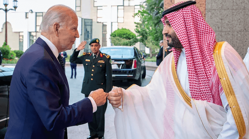 US President Joe Biden greets Saudi Arabia's Crown Prince Mohammed bin Salman Al Saud. Photo Credit: Saudi Press Agency