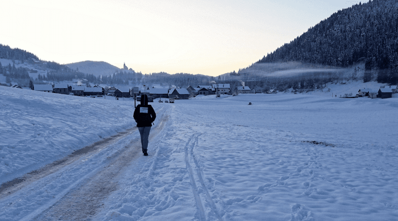 Mobile measurements - during the run in the village of Retje, Dinaric Alps, Slovenia. CREDIT: Kristina Glojek, University of Nova Gorica