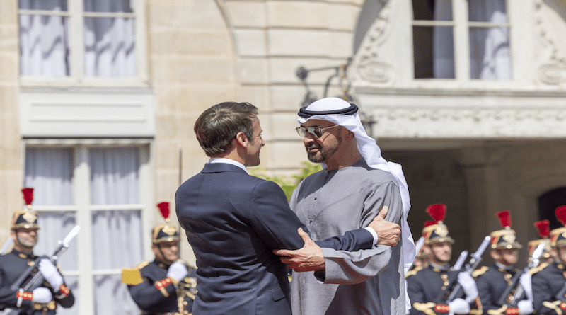 France's President Emmanuel Macron with UAE President Sheikh Mohamed bin Zayed Al-Nahyan. Photo Credit: UAE government