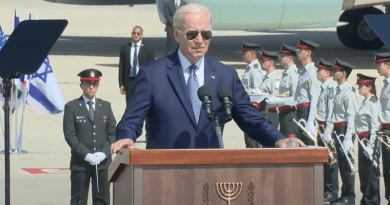 US President Joe Biden delivers remarks at arrival ceremony in Tel Aviv, Israel. Photo Credit: White House video screenshot