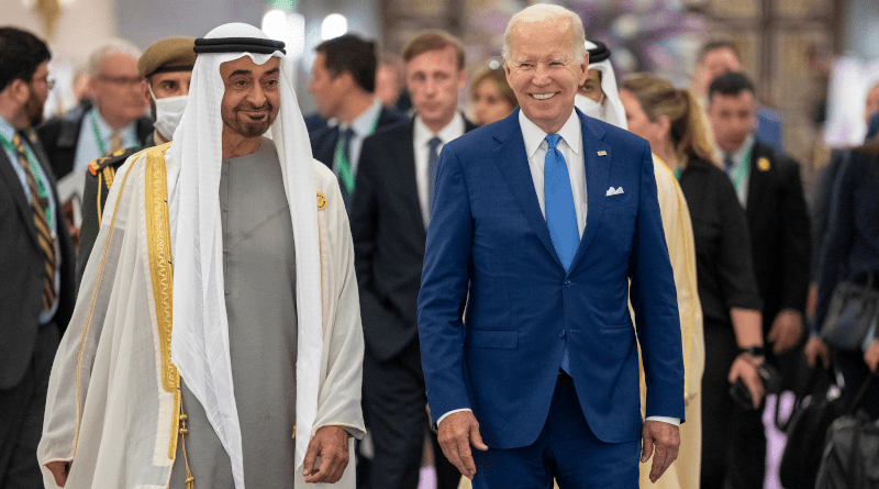 US President Joe Biden with UAE's President Sheikh Mohamed bin Zayed bin Sultan Al Nahyan. Photo Credit: White House
