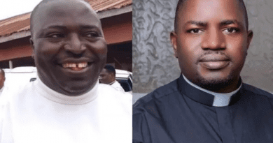 Father John Mark Cheitnum, left, and Father Denatus Cleopas, right. | Photos courtesy of Archdiocese of Kaduna.
