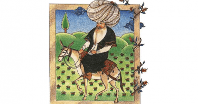 A 17th-century miniature of Nasreddin, currently in the Topkapı Palace Museum Library.