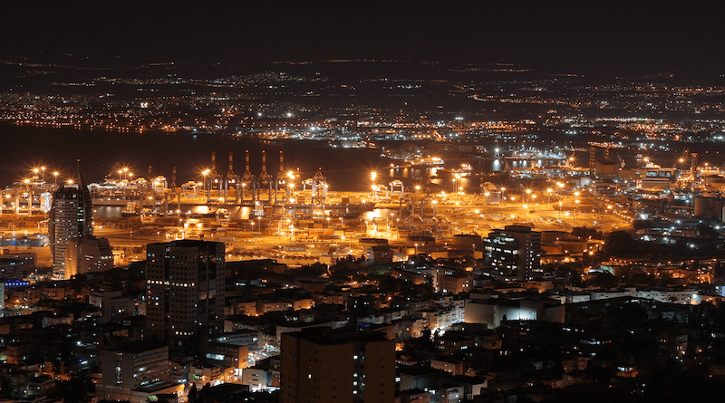 Israel Haifa Terminal Port City Night Lighting