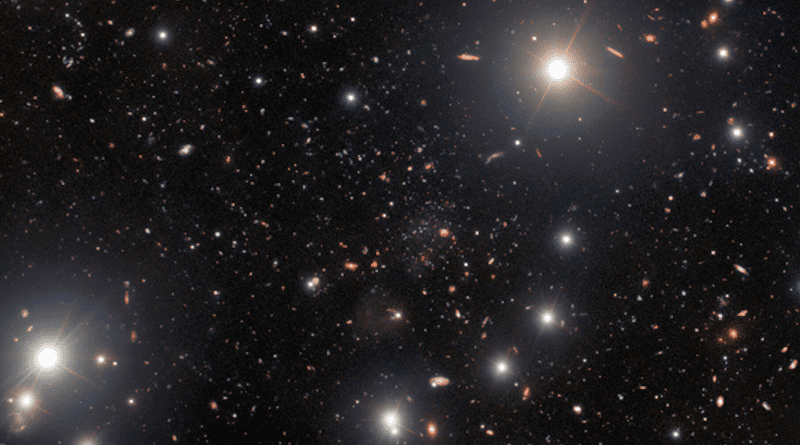 A unique ultra-faint dwarf galaxy has been discovered in the outer fringes of the Andromeda Galaxy thanks to the sharp eyes of an amateur astronomer examining archival data from the US Department of Energy-fabricated Dark Energy Camera on the Víctor M. Blanco 4-meter Telescope at Cerro Tololo Inter-American Observatory (CTIO) and processed by the Community Science and Data Center (CSDC). Follow-up by professional astronomers using the International Gemini Observatory revealed that the dwarf galaxy — Pegasus V — contains very few heavier elements and is likely to be a fossil of the first galaxies. All three facilities involved are Programs of NSF's NOIRLab. CREDIT: International Gemini Observatory/NOIRLab/NSF/AURA Acknowledgment: Image processing: T.A. Rector (University of Alaska Anchorage/NSF’s NOIRLab), M. Zamani (NSF’s NOIRLab) & D. de Martin (NSF’s NOIRLab)