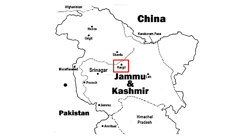Location of the Kargil conflict. Credit: Wikipedia Commons