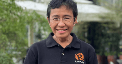A photo of Maria Ressa at a press conference held on October 9, 2021, following her Nobel Peace Prize win. Photo Credit: Rappler