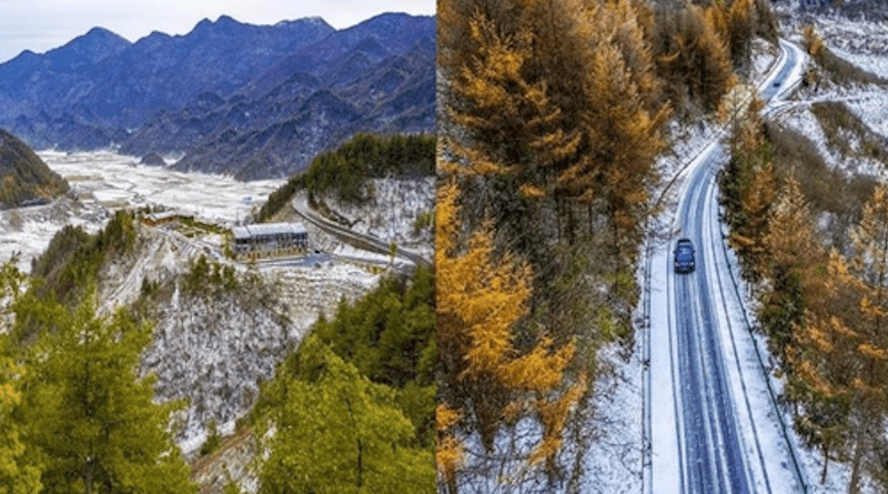 On 7 November 2021, the temperature in the scenic spot of Hongchiba, Wuxi County, Chongqing City, dropped to −5℃ following snowfall CREDIT: Qiang Zhang
