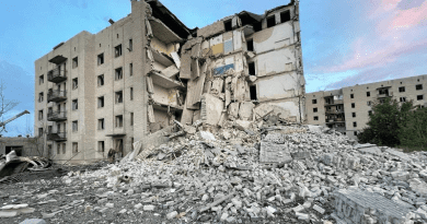 Aftermath of Russian bombing of apartment building in Chasiv Yar in the Donetsk region, Ukraine. Photo Credit: Ukraine Defense Ministry