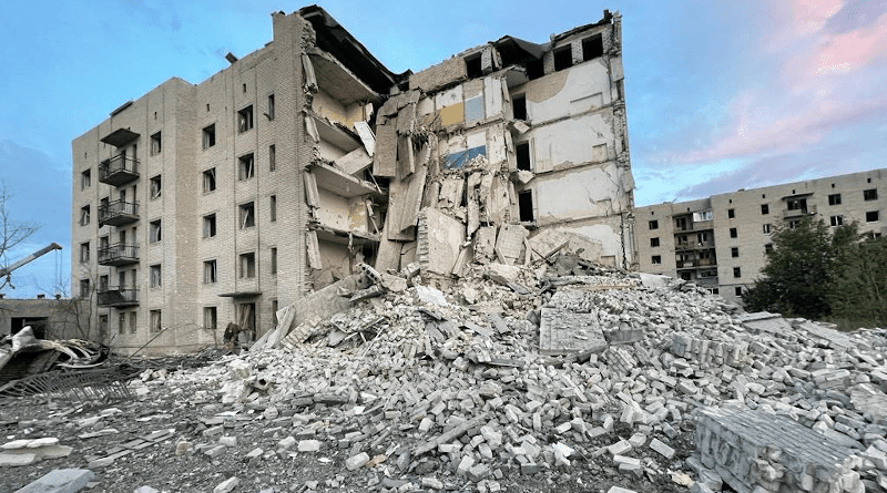 Aftermath of Russian bombing of apartment building in Chasiv Yar in the Donetsk region, Ukraine. Photo Credit: Ukraine Defense Ministry