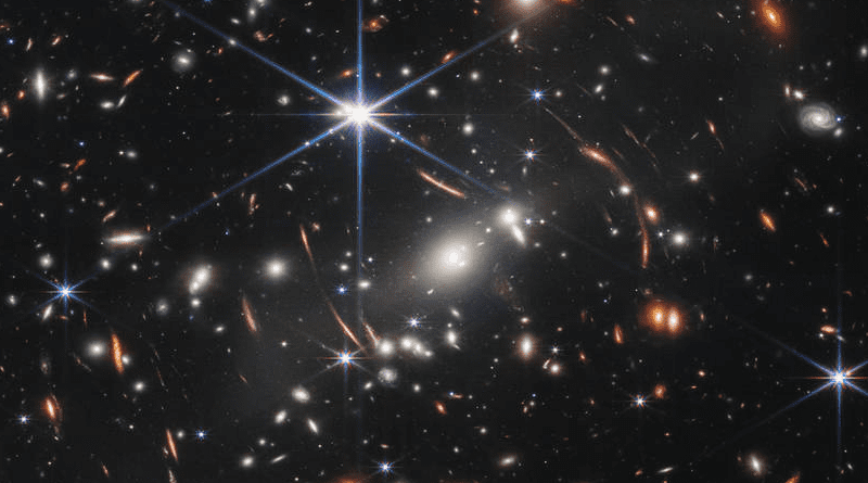 NASA's James Webb Space Telescope has delivered the deepest and sharpest infrared image of the distant universe to date. Webb's first deep field is galaxy cluster SMACS 0723, and it is teeming with thousands of galaxies – including the faintest objects ever observed in the infrared. Credits: NASA, ESA, CSA, and STScI