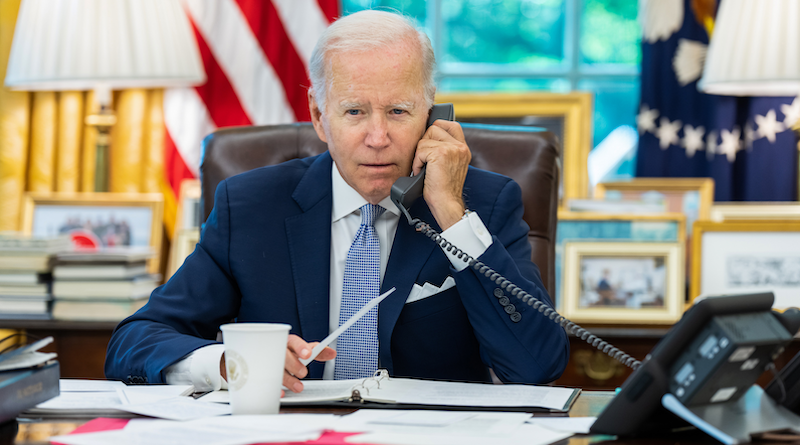 US President Biden speaks with Chinese President Xi Jinping by telephone, July 28, 2022. Photo Credit: The White House