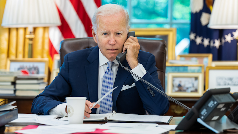 US President Biden speaks with Chinese President Xi Jinping by telephone, July 28, 2022. Photo Credit: The White House