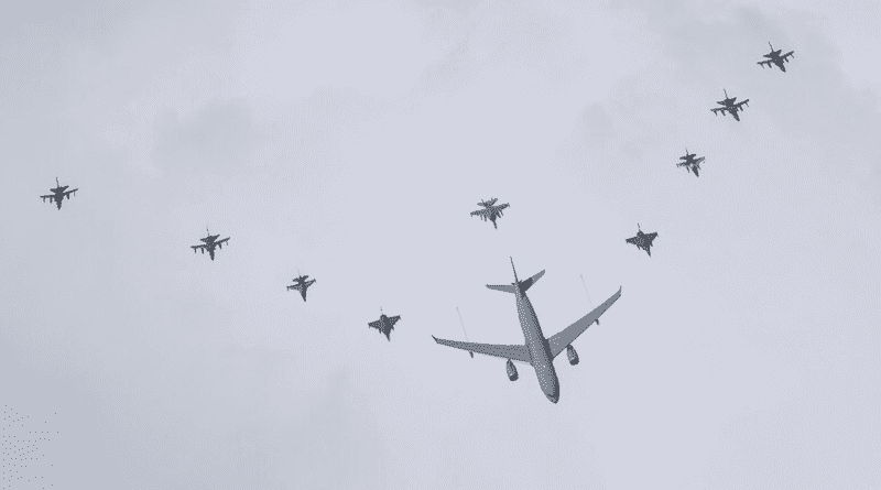 With an impressive overflight of the Allied formation the training event concluded over Mihail Kogalniceanu Air Base near Constanta in Romania. Photo by Arnaud Chamberlin.