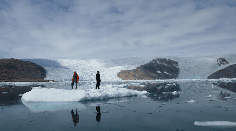 Study lead authors David Gruber (left) and John Sparks (right) on an iceberg in eastern Greenland CREDIT: © Peter Kragh