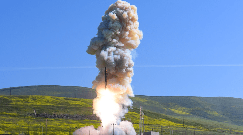 The nation's ground-based midcourse defense system is tested at Vandenberg Air Force Base, xCalif., March 25, 2019. Vandenberg is now a Space Force base. Photo Credit: Jose Davila, Air Force
