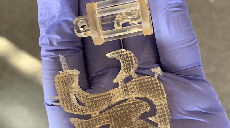 The WSU research team, including postdoctoral researcher Yu-Chung Chang, used PLA plastic waste to create a high-quality resin for 3D printing. CREDIT: WSU