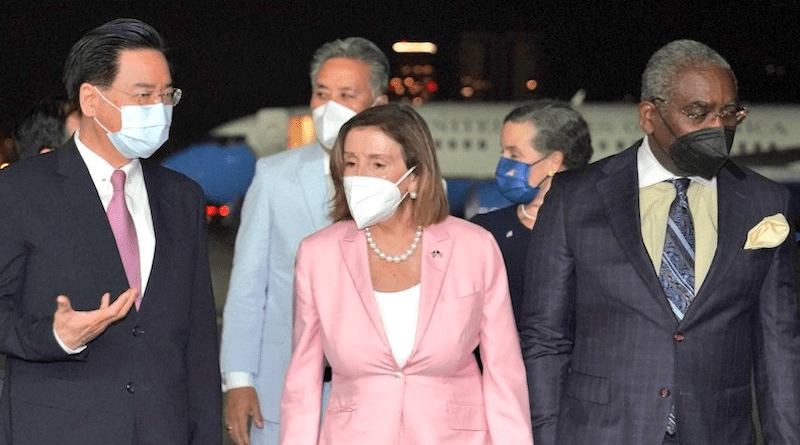 US House Speaker Nancy Pelosi arrives in Taiwan. Photo Credit: Taiwan Ministry of Foreign Affairs