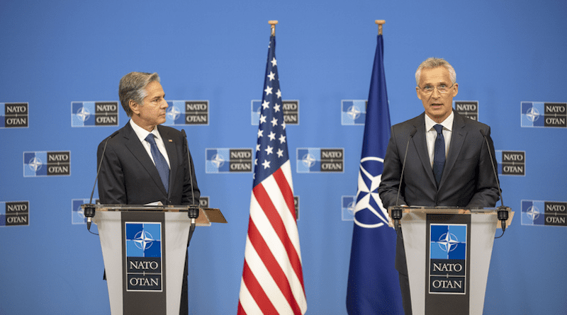 NATO Secretary General Jens Stoltenberg with U.S. Secretary of State Antony Blinken. Photo Credit: NATO