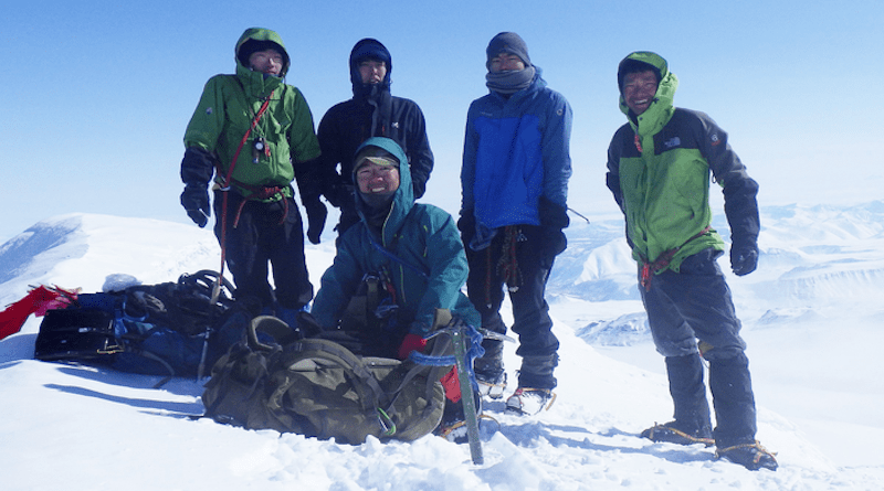 Shungo Fukumoto (blue parka), lead author of the paper, with members of student climbing club Academic Alpine Club of Hokkaido, Hokkaido University, during their expedition to the study site in Kamchatka in 2016 (Photo: Shungo Fukumoto). CREDIT: Shungo Fukumoto