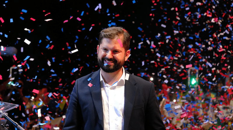Chile's Gabriel Boric in the celebrations after his victory in the 2021 presidential election. Photo Credit: Fotografoencampana, Wikipedia Commons