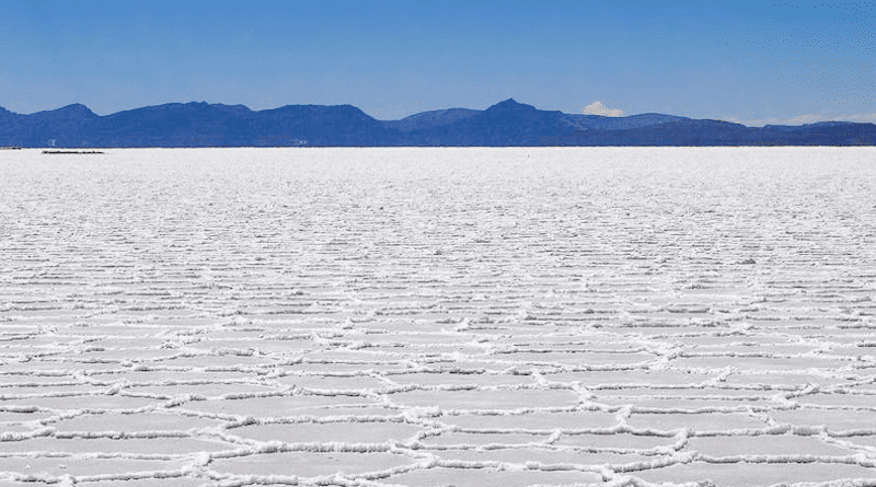 Bolivia's Salar de Uyuni, a vast white salt flat at the center of global resource race for the metal lithium. Photo Credit: Anouchka Unel, Wikipedia Commons