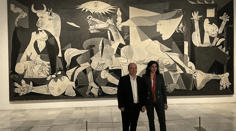 Spain's Minister for Culture and Sports, Miquel Iceta, and his French counterpart, Rima Abdul Malak, during the presentation of the program to commemorate the 50th anniversary of Picasso's death. Photo Credit: Moncloa