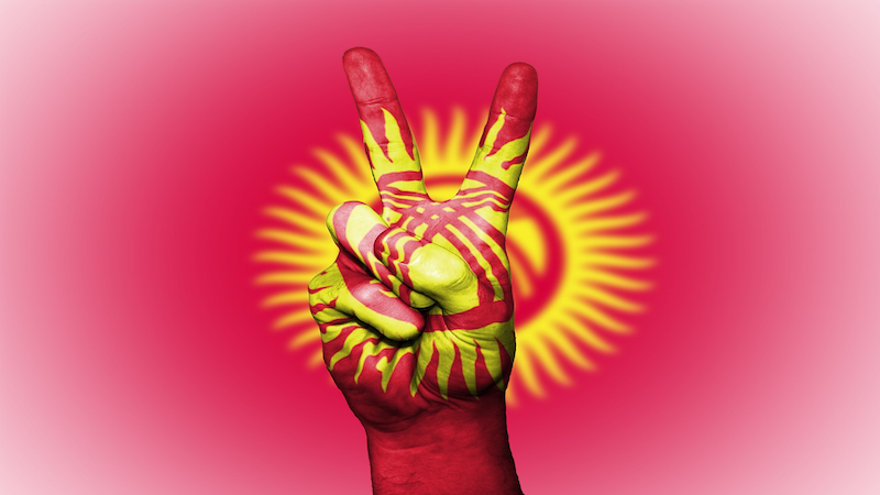 Kyrgyzstan Peace Hand Nation Background Banner Flag