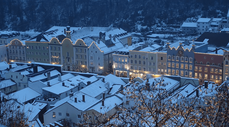 Winter Burghausen Night Snow Evening City Germany