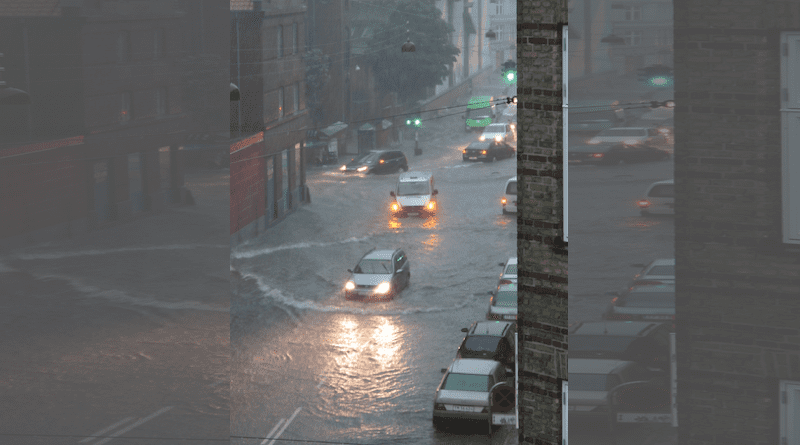 Cars stuck in flooding during historic cloudburst over Copenhagen, Denmark on July 2, 2011 CREDIT Lisa Risager from Denmark, CC BY-SA 2.0 , via Wikimedia Commons