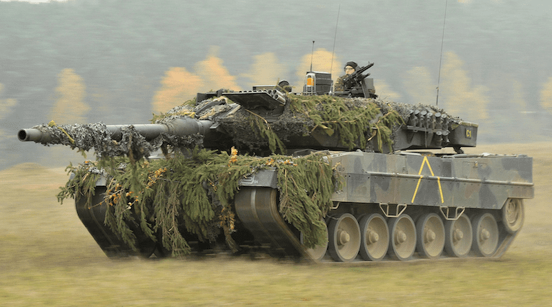 A German Army Leopard 2A6, assigned to the 104th Panzer Battalion conducting high-speed manoeuvres. Photo Credit: U.S. Army Europe photo by Visual Information Specialist Markus Rauchenberger