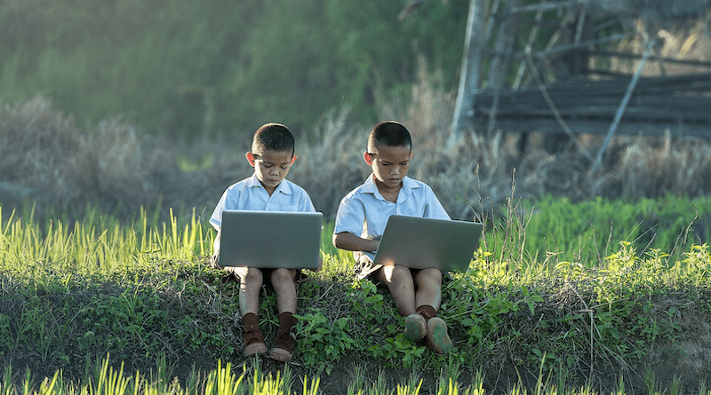 Children Study Laptop Vietnam Thailand Fun Boy Internet Asia