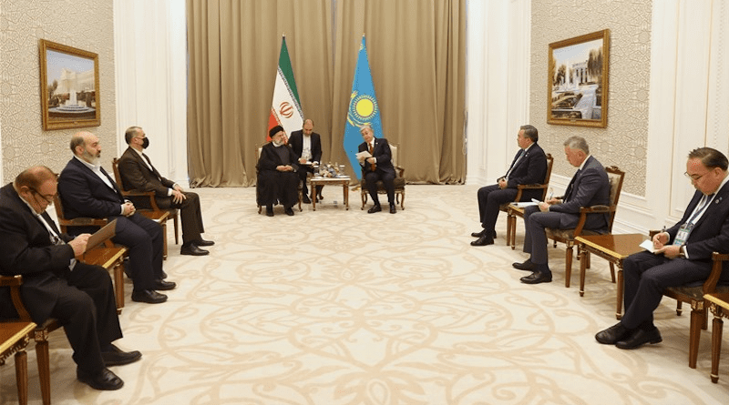 Iranian President Ebrahim Raisi with President of Kazakhstan Kassym-Jomart Tokayev. Photo Credit: Tasnim News Agency