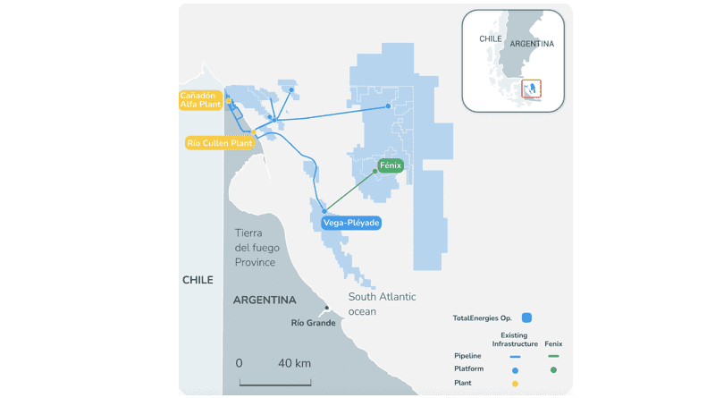 The Fenix gas development, located 60 km off the coast of Tierra del Fuego in southern Argentina. Credit: TotalEnergies