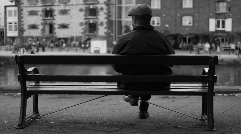 Man Bench City Waiting Sitting Hat Old View England United Kingdom
