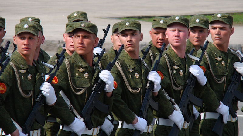 Parade Victory Day Samara Russian Soldiers Area Troops