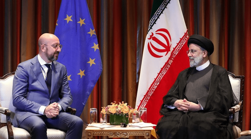 President of the European Council Charles Michel with Iranian President Ebrahim Raisi. Photo Credit: Tasnim News Agency