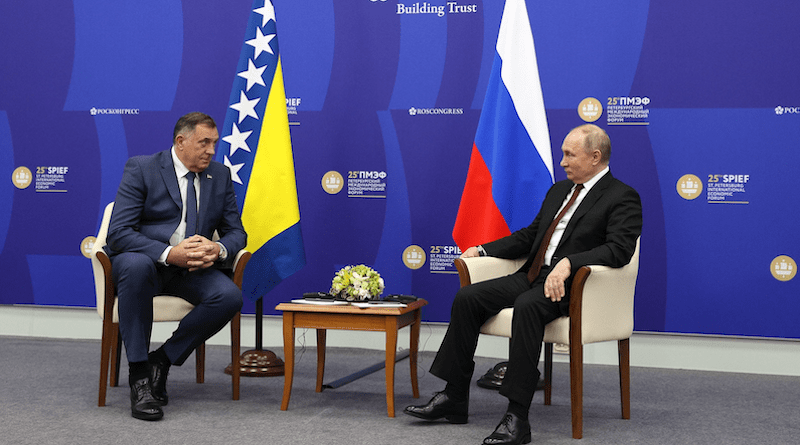 Bosnia and Herzegovina's Milorad Dodik with Russia's President Vladimir Putin. Photo Credit: Kremlin.ru