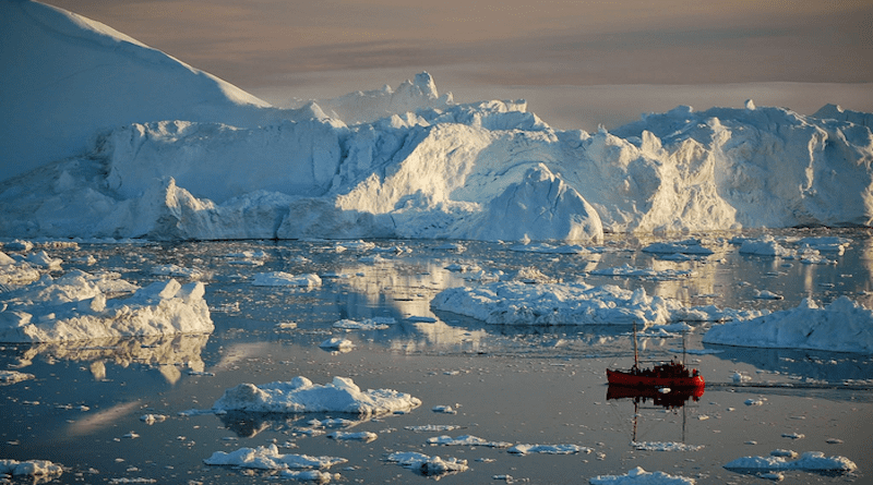 As ice sheets and glaciers on Greenland melt and the water is redistributed around the global oceans, sea level does not rise uniformly. New research using high-latitude measurements by satellites confirms computational models that forecast lower sea level around Greenland but higher levels farther away. CREDIT: Matthew Hoffman