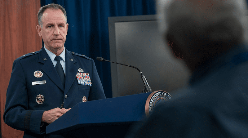 Pentagon Press Secretary Air Force Brig. Gen. Pat Ryder speaks during a press briefing, the Pentagon, Washington, D.C. Photo Credit: Air Force Tech. Sgt. Brittany A. Chase, DOD