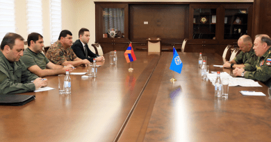 CSTO Secretary General Stanislav Zas, who is heading a CSTO mission in Armenia, meets with the Chief of the Army General Staff, Major General Edvard Asryan. Photo Credit: CSTO