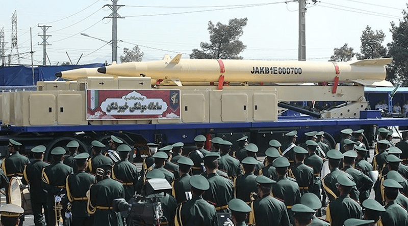Iranian surface-to-surface ballistic missile dubbed Rezvan. Photo Credit: Tasnim News Agency