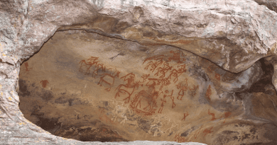 Bhimbetka rock painting in central India. Photo Credit: Bernard Gagnon, Wikipedia Commons