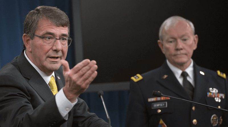 US Defense Secretary Ash Carter and Chairman of the Joint Chiefs of Staff Army Gen. Martin E. Dempsey hold a press conference at the Pentagon, May 7, 2015. Photo Credit: Glenn Fawcett, DOD