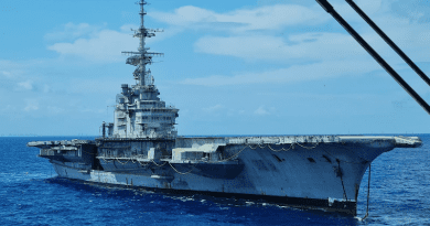 Aircraft carrier São Paulo 12 miles off of Recife, Brazil. From the cover of the inspection report completed by AWS, October 18, 2022. (BAN)